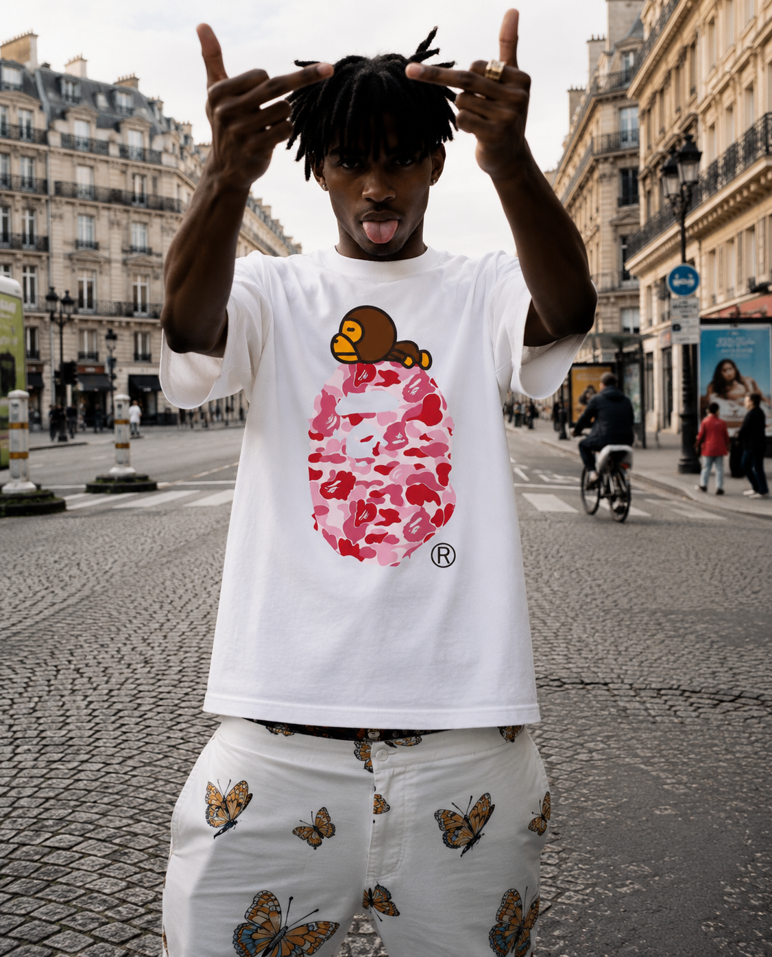 BAPE Pink Camo Tee (White)